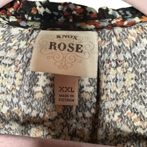 Knox Rose Blouse‎ Long Sleeve Black Multi-Color Print Boho Faux Wrap Womens 2X - Picture 5 of 6